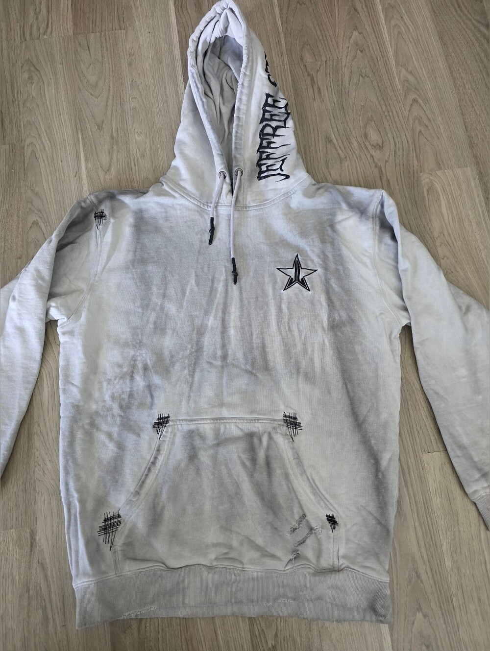 Jeffree Star White Distressed Star Logo Hoodie